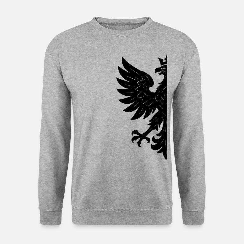 Polen Polska Adler Flagge Fahne schwarz Geschenk - Unisex Pullover - Weißgrau meliert