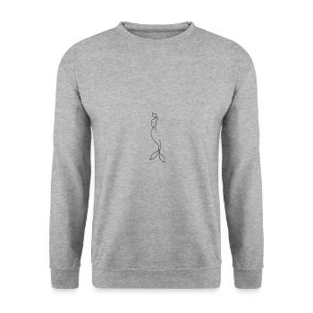 Meerjungfrau Silhouette Märchen Hand gezeichnet - Unisex Pullover - Weißgrau meliert - Vorne - Alina (178cm) & Michal (187cm)