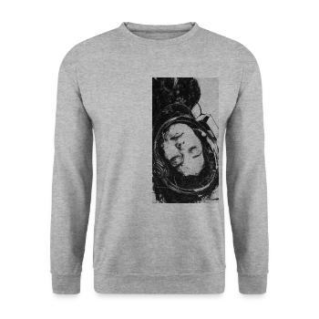 Schlaf in der Leere - Unisex Pullover - Weißgrau meliert - Vorne - Alina (178cm) & Michal (187cm)