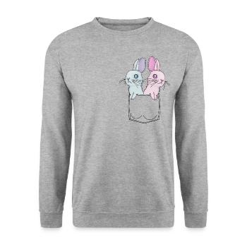 cute bunnies in the breast pocket shirt pocket pocket - Unisex Sweatshirt - salt & pepper - Front - Alina (178cm) & Michal (187cm)