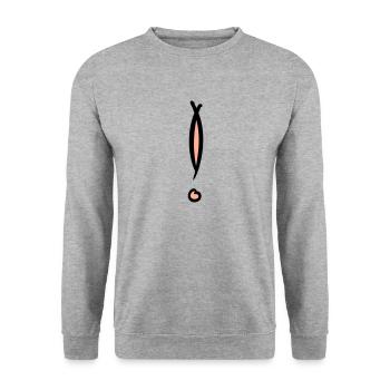 Point d’exclamation décoratif. Dessiné à la main. - Sweat-shirt Unisexe - gris chiné - Devant - Alina (178cm) & Michal (187cm)
