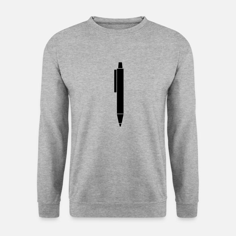Kugelschreiber Stift Kulli Illustration - Unisex Pullover - Weißgrau meliert