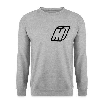 Gliederungsbuchstabe M - Unisex Pullover - Weißgrau meliert - Vorne - Alina (178cm) & Michal (187cm)
