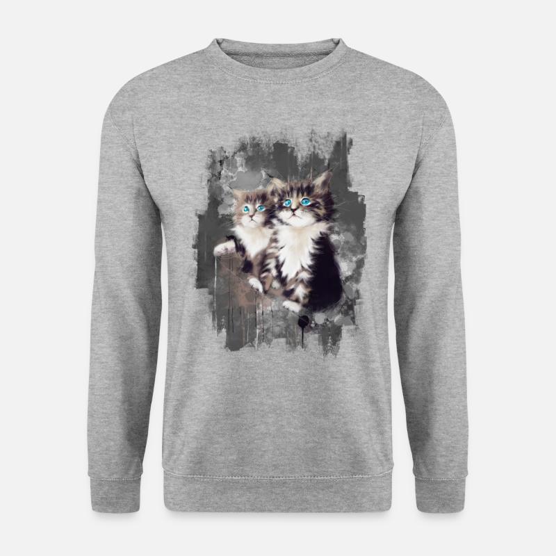 Kätzchen - Unisex Pullover - Weißgrau meliert