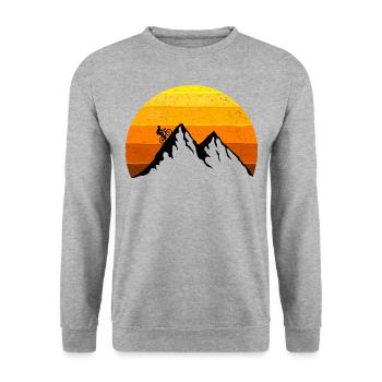 Road bike, mountain, sunset, bike, mountain tour - Unisex Sweatshirt - salt & pepper - Front - Alina (178cm) & Michal (187cm)
