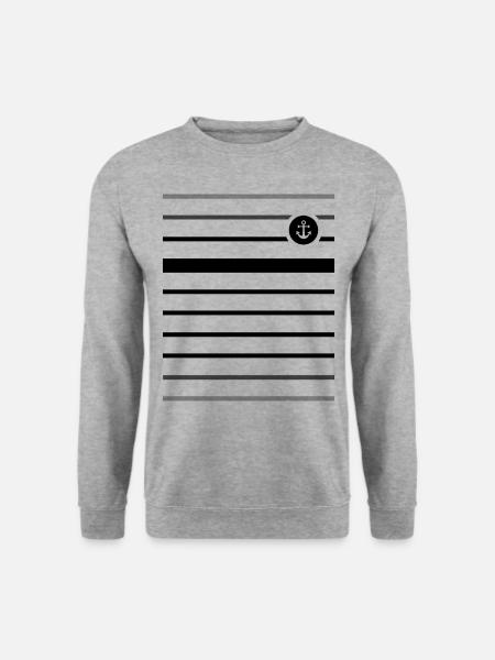 Schwarzer Ankermatrose und Medaillon - Unisex Pullover - Weißgrau meliert