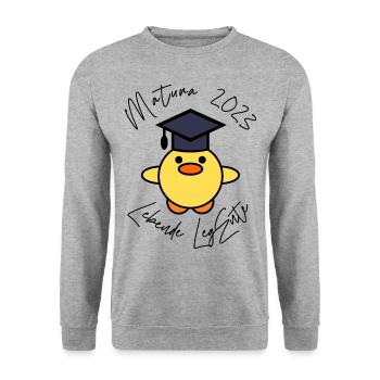 Matura 2023 lebende LegEnte - Unisex Pullover - Weißgrau meliert - Vorne - Alina (178cm) & Michal (187cm)