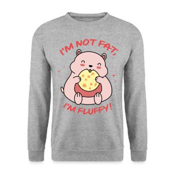 I'm Not Fat Im Fluffy Hamster Lover Hamster Owner - Unisex Pullover - Weißgrau meliert - Vorne - Alina (178cm) & Michal (187cm)