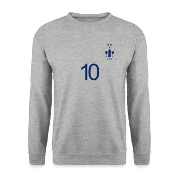 FFA Bouteille de vin et verres 2 étoiles Numéro 10 - Sweat-shirt Unisexe - gris chiné - Devant - Alina (178cm) & Michal (187cm)