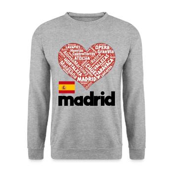 Madrid - Unisex Pullover - Weißgrau meliert - Vorne - Alina (178cm) & Michal (187cm)