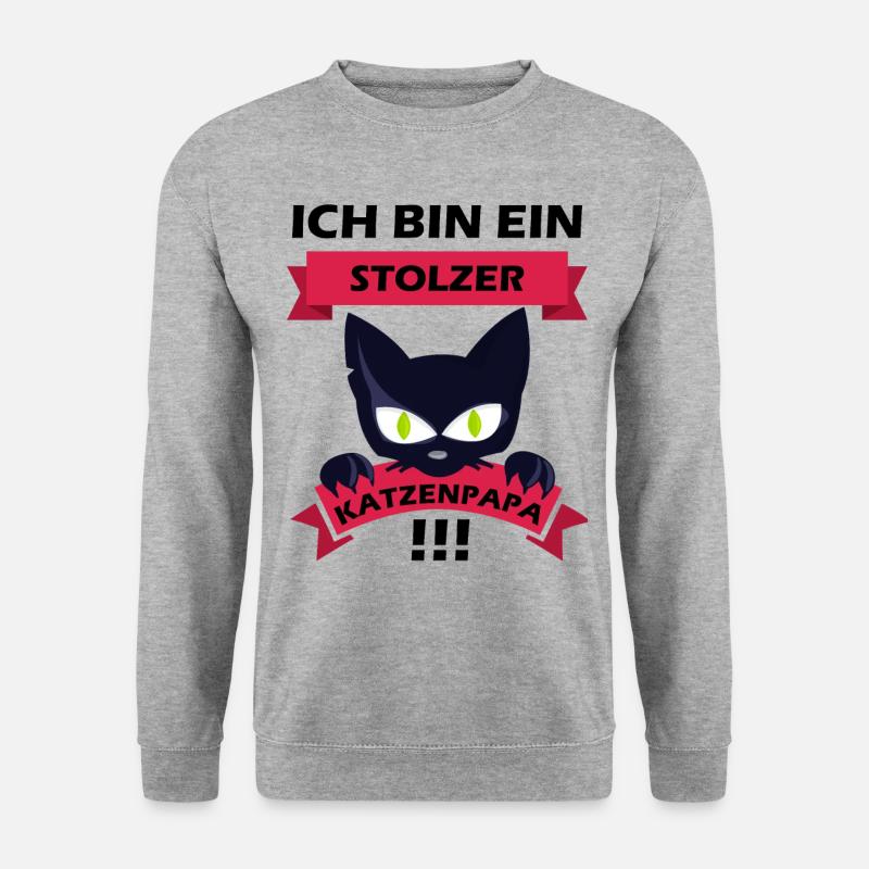 Stolzer Katzenpapa - Unisex Pullover - Weißgrau meliert
