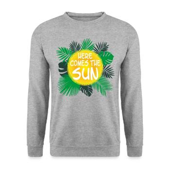 Here comes the Sun - Unisex Pullover - Weißgrau meliert - Vorne - Alina (178cm) & Michal (187cm)