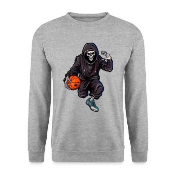 Crâne en combinaison de jogging avec ballon de basket-ball - Sweat-shirt Unisexe - gris chiné - Devant - Alina (178cm) & Michal (187cm)