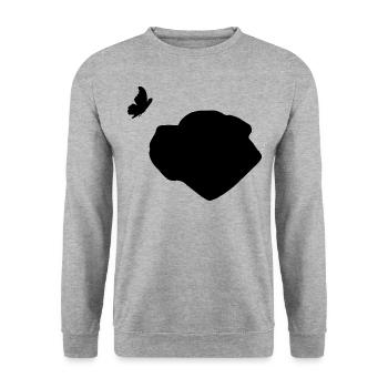 Bullmastiff mit Schmetterling - Unisex Pullover - Weißgrau meliert - Vorne - Alina (178cm) & Michal (187cm)