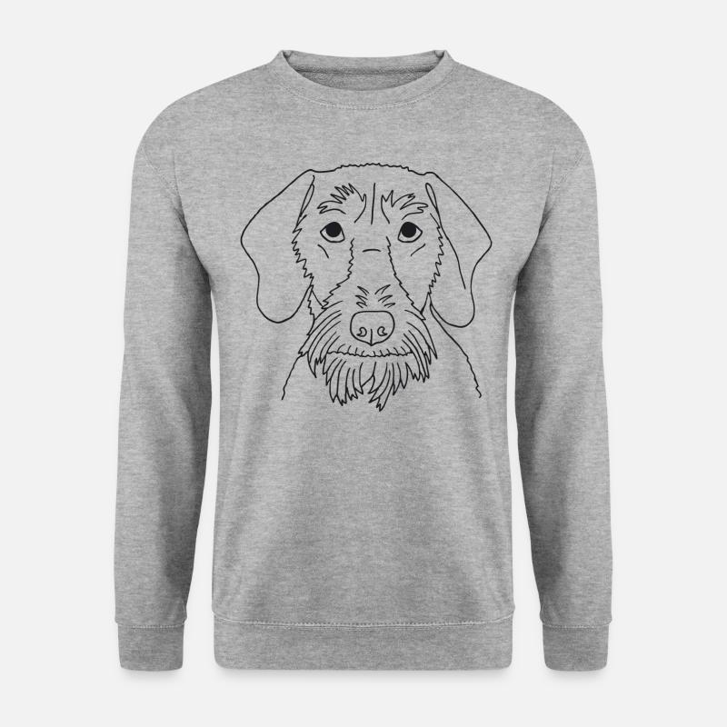 Rauhaardackel - Unisex Pullover - Weißgrau meliert