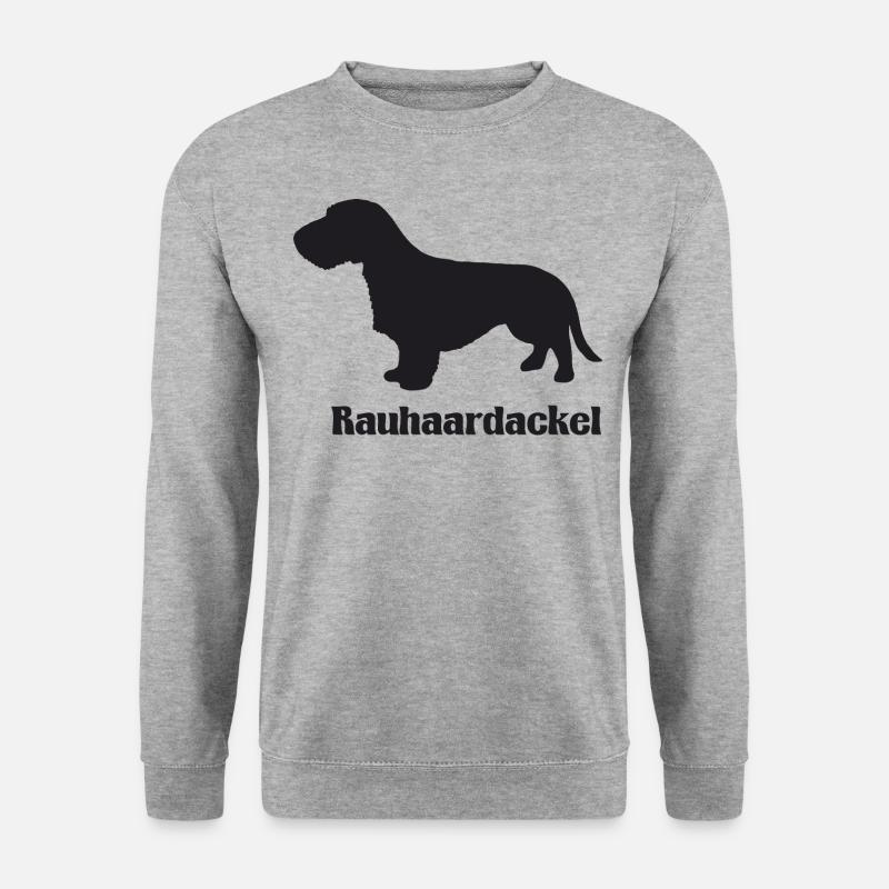 Rauhaardackel Silhouette - Unisex Pullover - Weißgrau meliert
