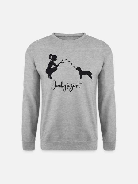 Jack Russell Terrier mit Frau - Unisex Pullover - Weißgrau meliert