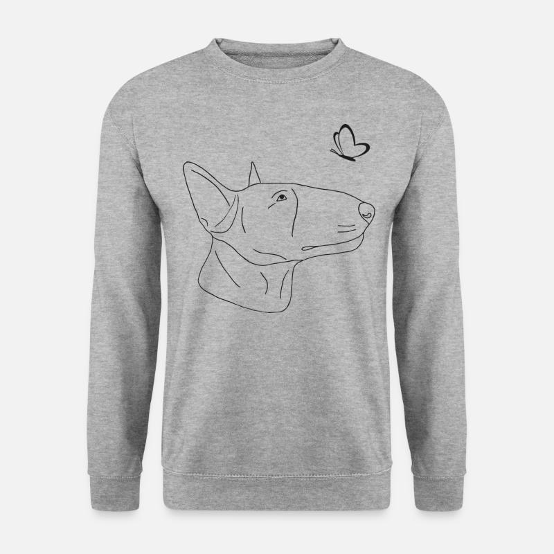 Bullterrier mit Schmetterling - Unisex Pullover - Weißgrau meliert
