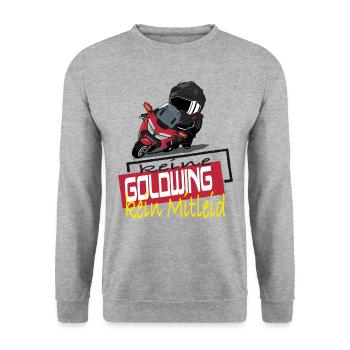 Motorrad Biker Goldwing lustiger Spruch - Unisex Pullover - Weißgrau meliert - Vorne - Alina (178cm) & Michal (187cm)