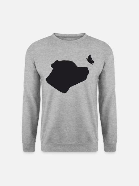 Staffordshire Bullterrier mit Schmetterling - Unisex Pullover - Weißgrau meliert