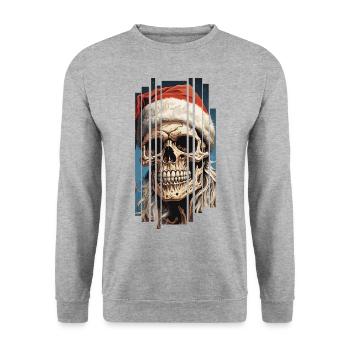 Dark Spell: Le crâne du Père Noël Crâne - Sweat-shirt Unisexe - gris chiné - Devant - Alina (178cm) & Michal (187cm)