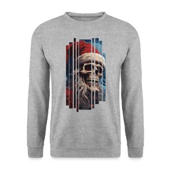 Dark Spell: Le crâne du Père Noël Crâne - Sweat-shirt Unisexe - gris chiné - Devant - Alina (178cm) & Michal (187cm)