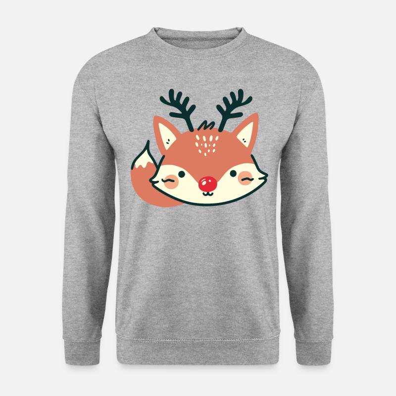 Fuchs Rentier Weihnachten - Unisex Pullover - Weißgrau meliert