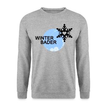 Winterbader Eisbader Winterschwimmen - Unisex Pullover - Weißgrau meliert - Vorne - Alina (178cm) & Michal (187cm)