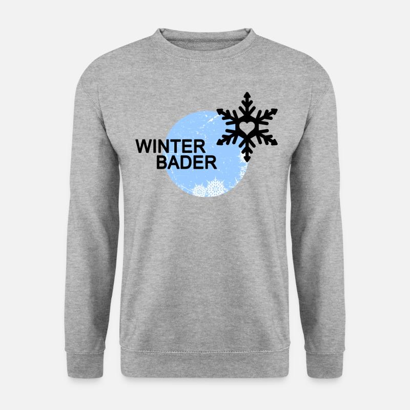 Winterbader Eisbader Winterschwimmen - Unisex Pullover - Weißgrau meliert