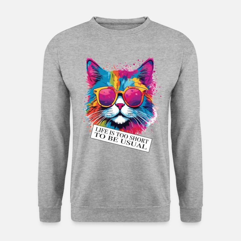 Katze zweideutiger Spruch und Einstellung - Unisex Pullover - Weißgrau meliert