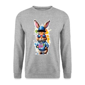 Easter Bunny Colorful, Cute and Cute for Easter - Unisex Sweatshirt - salt & pepper - Front - Alina (178cm) & Michal (187cm)