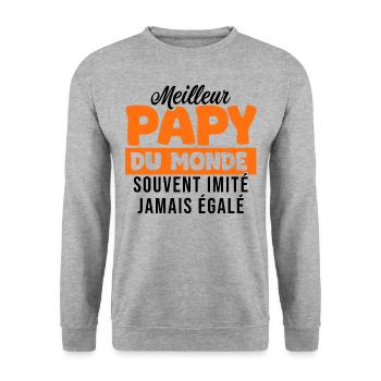 Meilleur papy du monde cadeau Papy grand père - Sweat-shirt Unisexe - gris chiné - Devant - Alina (178cm) & Michal (187cm)
