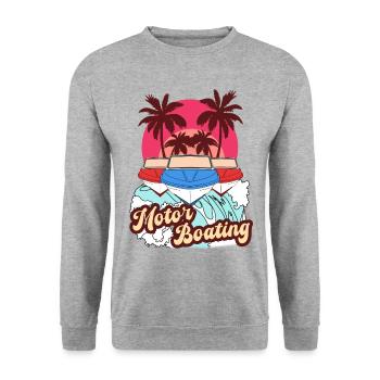 Motor Boating - Boat Motorboat Summer Beach Retro - Unisex Sweatshirt - salt & pepper - Front - Alina (178cm) & Michal (187cm)