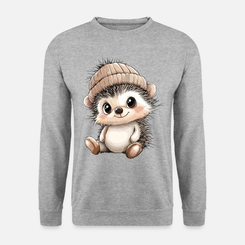 Igel Süß Niedlich Baby Kinder Tier Cartoon - Unisex Pullover - Weißgrau meliert