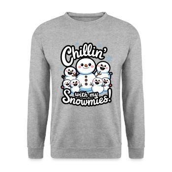 Chillin' With My Snowmies! - Unisex Sweatshirt - salt & pepper - Front - Alina (178cm) & Michal (187cm)