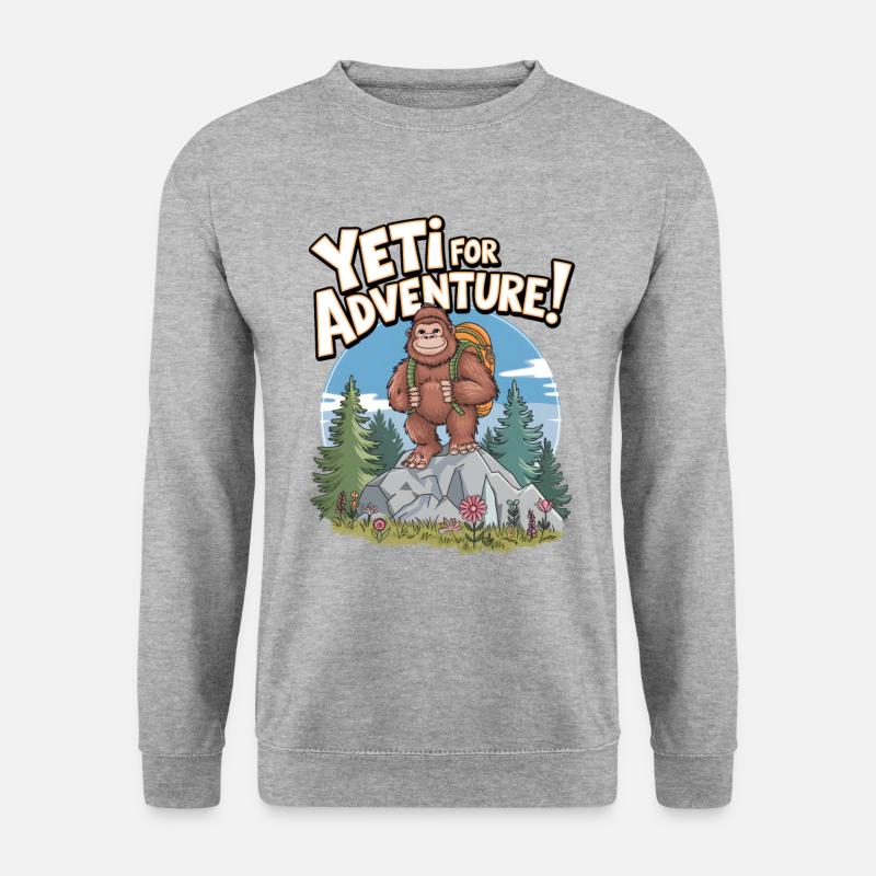 Yeti für Abenteuer - Unisex Pullover - Weißgrau meliert