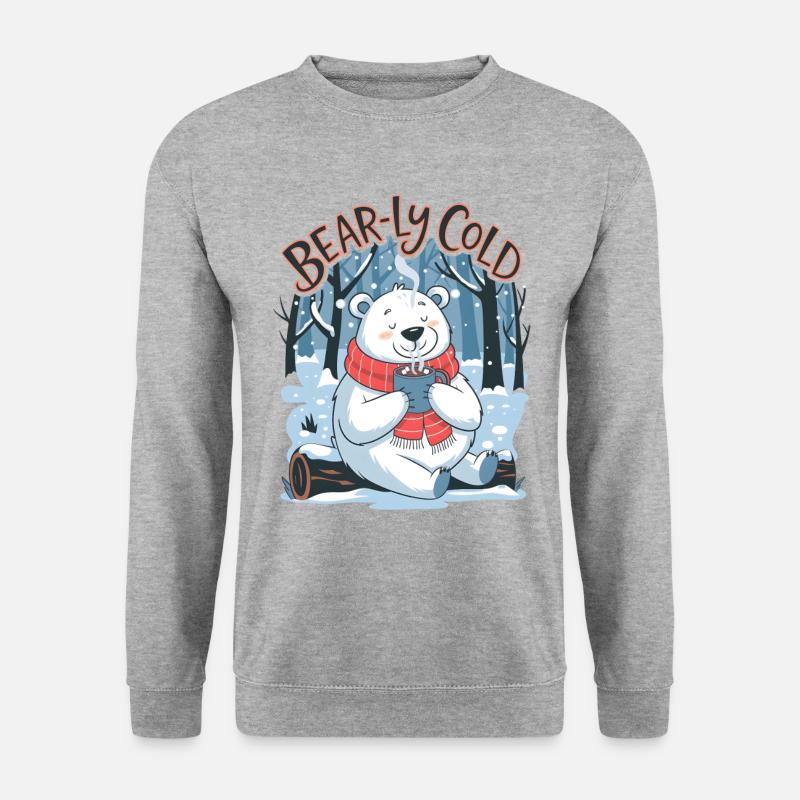 Bärenhafte Kälte - Unisex Pullover - Weißgrau meliert