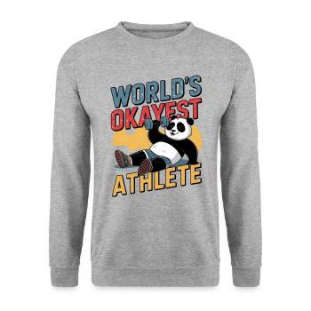 Der okayste Athlet der Welt - Unisex Pullover - Weißgrau meliert - Vorne - Alina (178cm) & Michal (187cm)