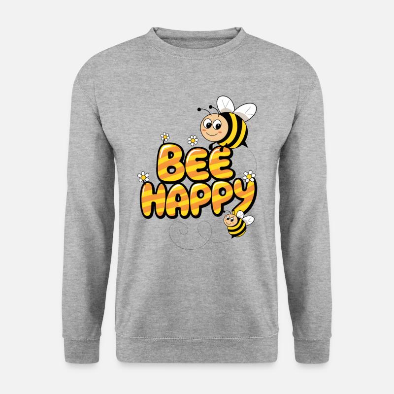 Biene glücklich - Unisex Pullover - Weißgrau meliert