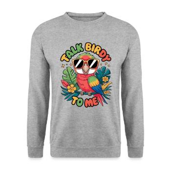 Talk Birdy To Me - Unisex Sweatshirt - salt & pepper - Front - Alina (178cm) & Michal (187cm)