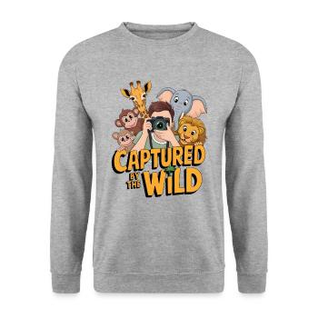 Gefangen von der Wildnis - Unisex Pullover - Weißgrau meliert - Vorne - Alina (178cm) & Michal (187cm)