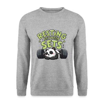 Resting Between Sets - Unisex Sweatshirt - salt & pepper - Front - Alina (178cm) & Michal (187cm)