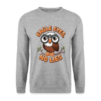 Adleraugen, keine Lügen - Unisex Pullover - Weißgrau meliert - Vorne - Alina (178cm) & Michal (187cm)