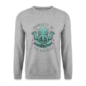 Namaste In The Madness - Unisex Sweatshirt - salt & pepper - Front - Alina (178cm) & Michal (187cm)