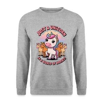 Juste une licorne dans un monde de chevaux ! - Sweat-shirt Unisexe - gris chiné - Devant - Alina (178cm) & Michal (187cm)
