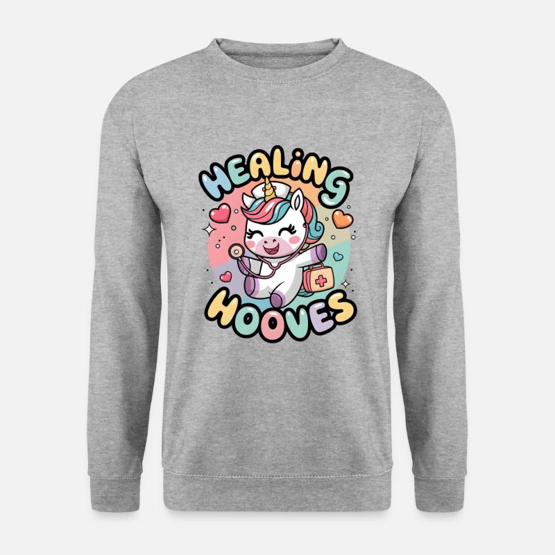Heilende Hufe - Unisex Pullover - Weißgrau meliert