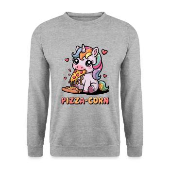 Pizza-Mais - Unisex Pullover - Weißgrau meliert - Vorne - Alina (178cm) & Michal (187cm)