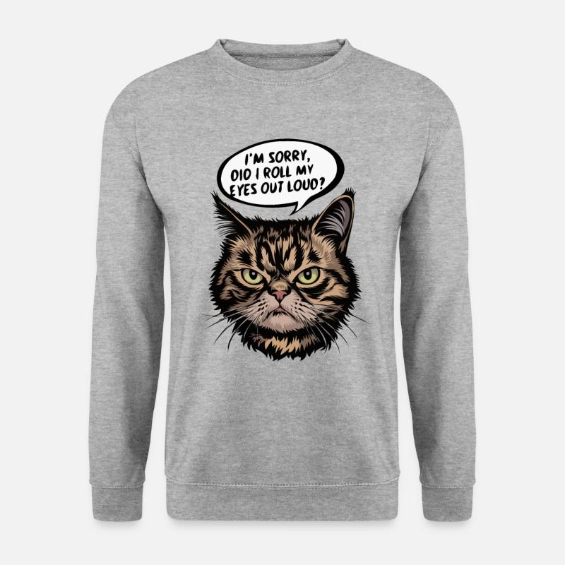 Mürrische Katze – Perfekt genervt - Unisex Pullover - Weißgrau meliert