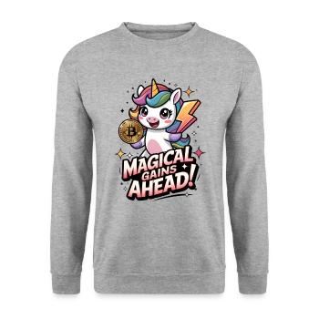 Magical Gains Ahead! - Unisex Sweatshirt - salt & pepper - Front - Alina (178cm) & Michal (187cm)