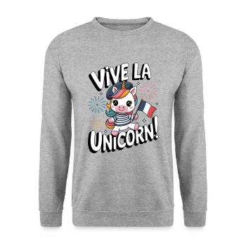 Vive La Licorne ! - Sweat-shirt Unisexe - gris chiné - Devant - Alina (178cm) & Michal (187cm)